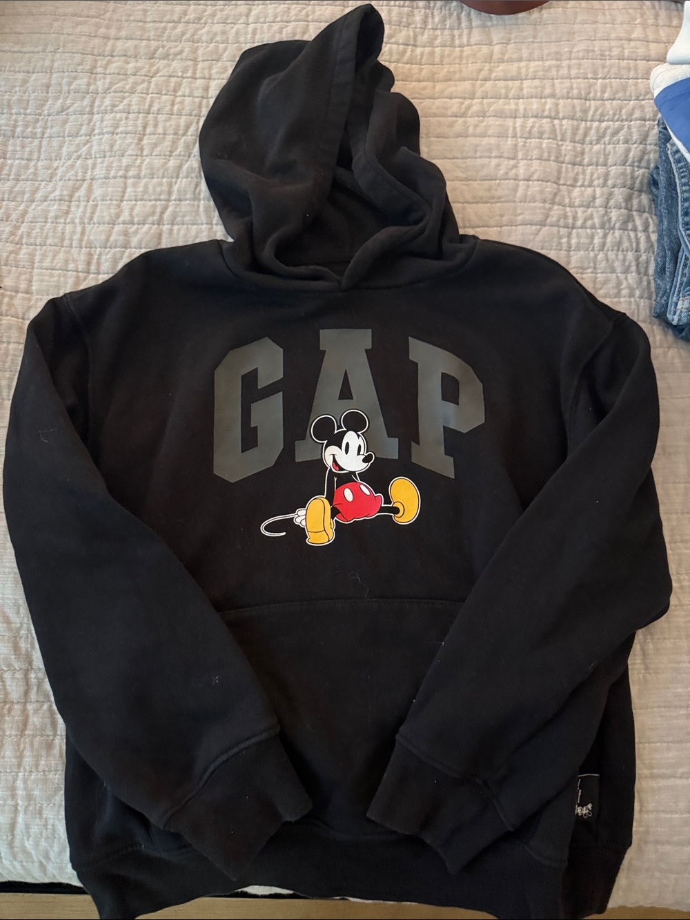 GAP Black Hoodie with Mickey Mouse Red & Yellow Accents
